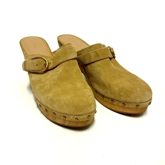 NWOT Veronica Beard Hendrix Suede Clog - Boho Backless Heeled Clog - Picture 2 of 11